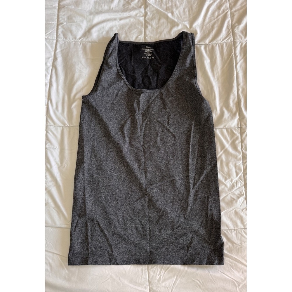 Zenana Racerback Tank Top Size 1x / 2x Gray Gym Workout Yoga Nylon Spandex